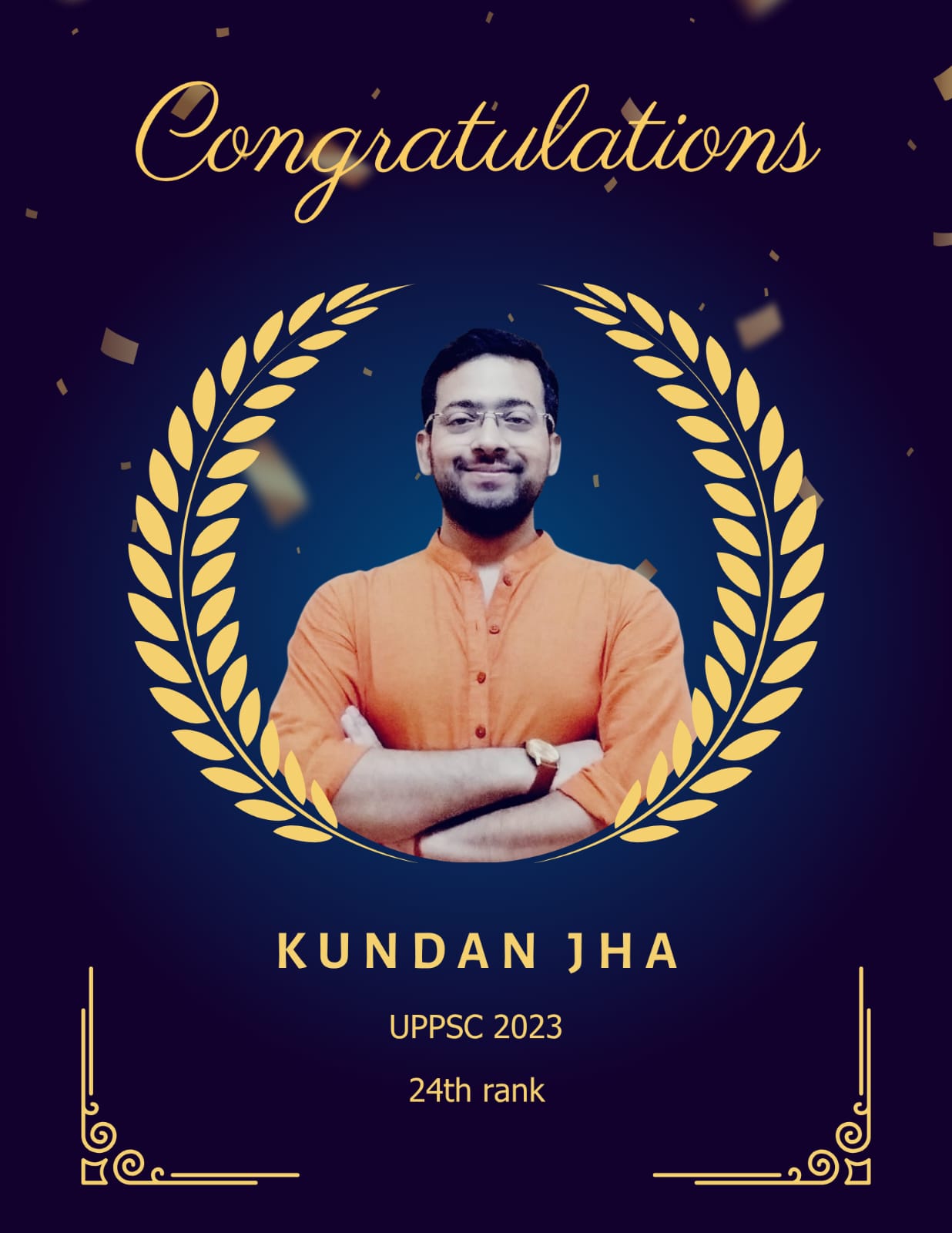 Kundan Jha UPPSC 2023 24th rank Vimarsh Learning Noida