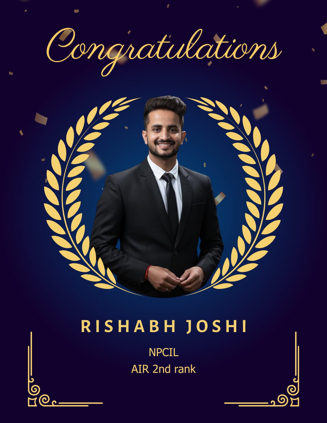 Rishabh Joshi NPCIL AIR 2 rank Vimarsh Learning Noida