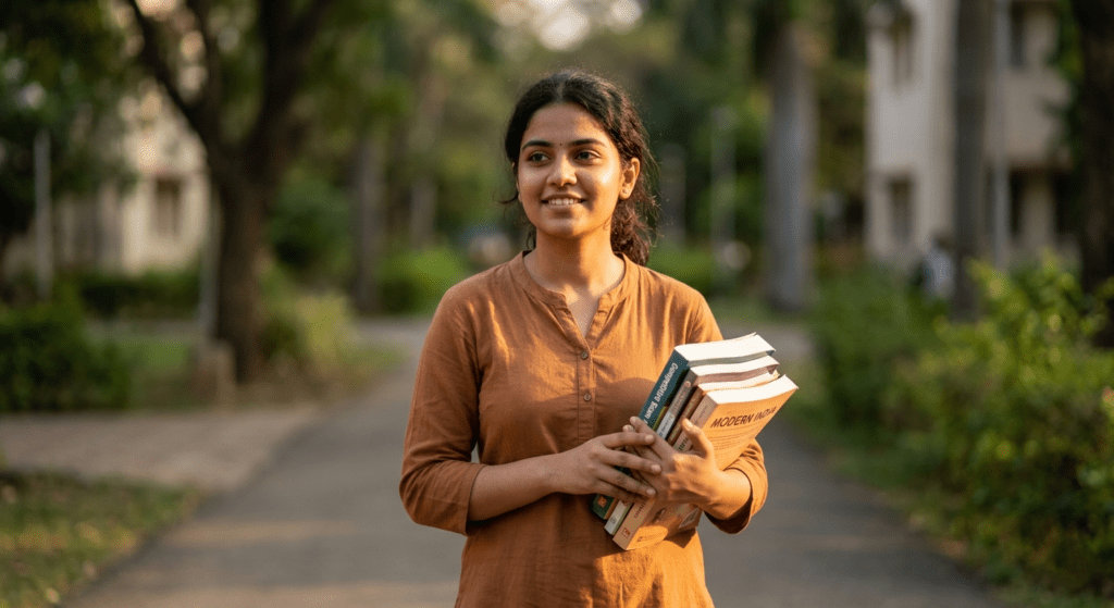 SSC CHSL exam success motivation student holding books with confidence