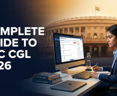 SSC CGL 2026 Complete Guide - Female Student Preparing for Online Exam by Vimarsh Learning